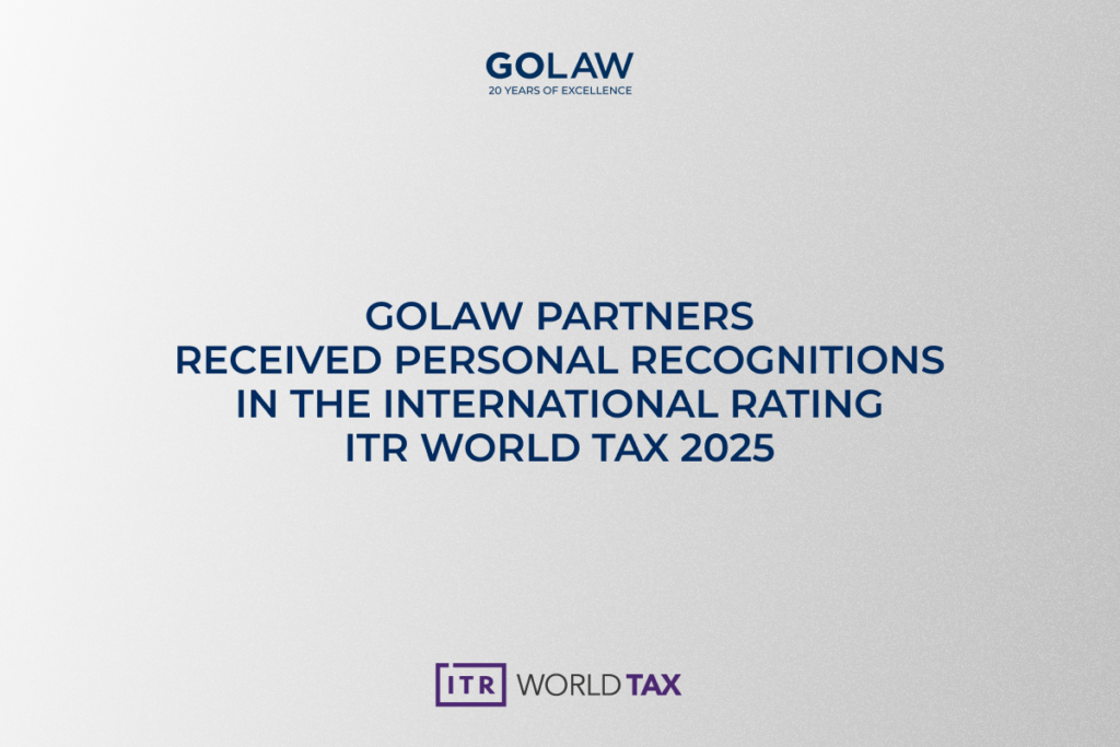 GOLAW partners received personal recognition in the international rating ITR World Tax 2025